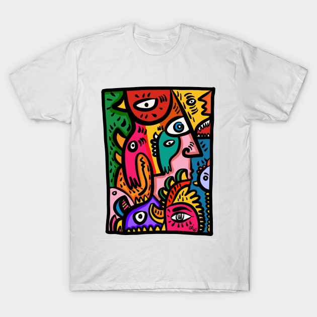 Colorful Graffiti  Dancing Creatures T-Shirt by signorino